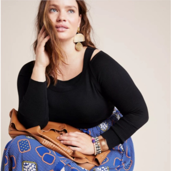 Anthropologie Jamie Open-Shoulder Knit Top Size SP - Picture 5 of 7